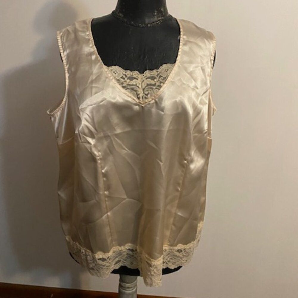 Denim 24/7 Cream Satin Lace Camisole, size 16W